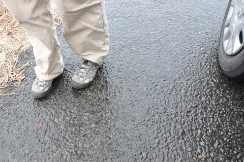 This road was sheet ice. Hans nearly shat himself sliding down a steep hill