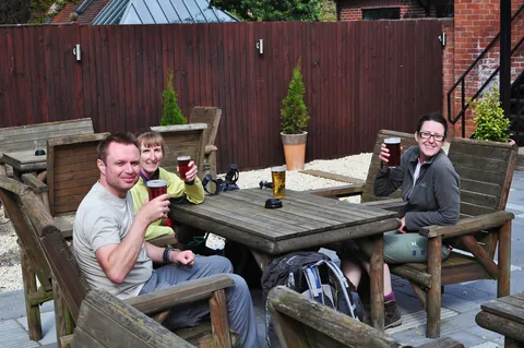 Only one way to celebrate the end of a good hike ... a pint of beer!