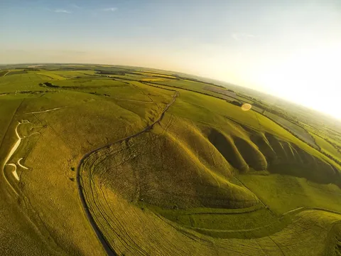 Lovely land contours and Uffington Castle top left