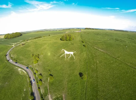 Aerial view of the Hackpen White Horse a week later