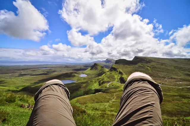 Stopping for a break - stunning vista on the way up to the top of the Quiraing
