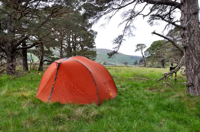 Our first wild camp in Glen Feshie. We had to wade across the river to get to this quiet spot