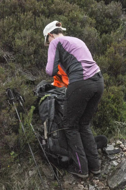 The first rain shower needing waterproofs. Turns out to be the only time we needed them