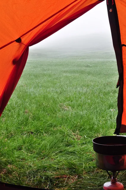 View from the tent on day 4. Misty start to the day