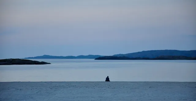 A lone soul enjoying the final light of the day