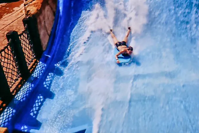 The artificial wave is a great experience. Difficult to stay on the damned thing though, and risk of losing your swimming costume