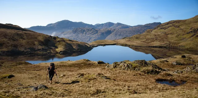 Leaving Stickle Tarn and climbing up onto the tops alongside Bright Beck
