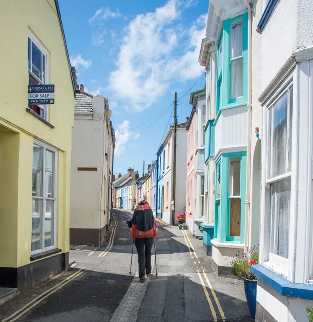 Multicoloured houses leaving Appledore