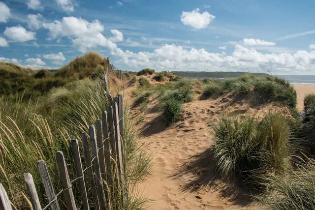Crossing the dunes in Northam Burrows Country Park, heading for Westward Ho!