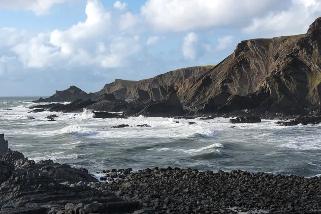 Rugged coastline view from Hartland Quay Hotel