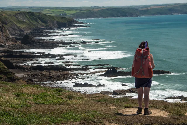 Looking down the coast from Efford Beacon