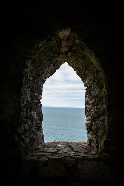 Looking out to sea from inside the Daymark beacon