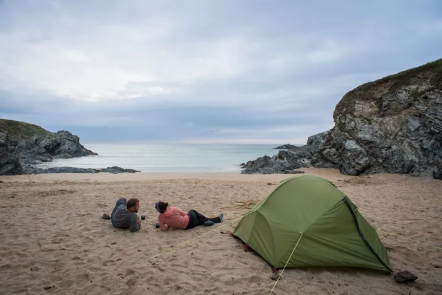 Brilliant wild camp spot overlooking Porth Joke