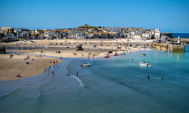 A busy beach at the magnificent St Ives