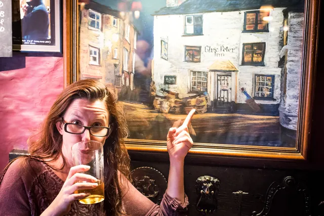 Gilly approves of the Blue Peter Inn - our kind of pub