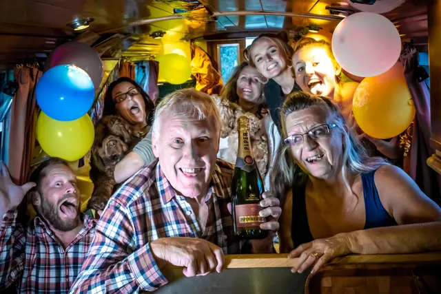 A small party on the boat to celebrate Mr Mike's 70th birthday