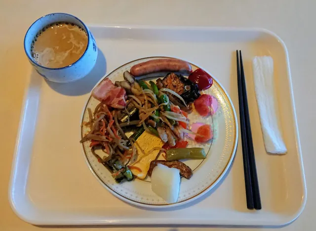 Breakfast in Central Hokkaido - bit of a random selection of things (including last night's dinner)
