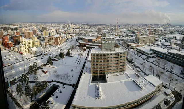 Downtown Asahikawa from our 16th floor hotel room. Most of Hokkaido has the feel of a fusion between Japan, Russia and America. Kind of weird to us Brits