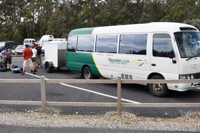 Arriving on the TassieLink shuttle bus from Launceston which gets us to Cradle Mountain at about 11:15am
