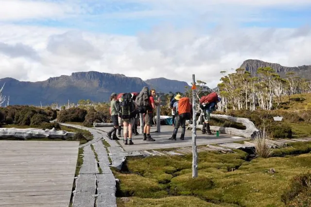 We reach Pelion Gap - the size of the platform proves that Mount Ossa summit is a popular side-trip for most