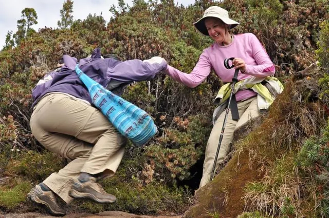 A helping hand needed in places for big rock steps