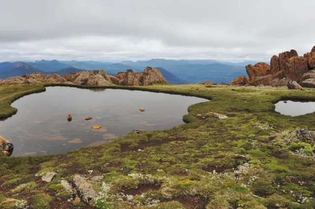 A couple of small tarns at the end of the plateau