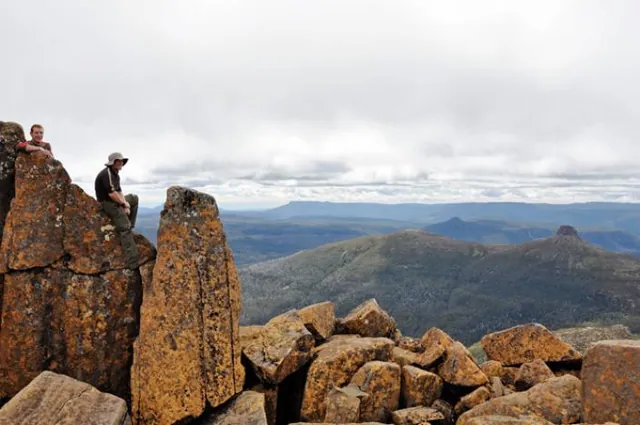 The boys taking in the views from the summit