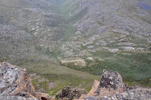 Looking down on the track below - the girls are there somewhere