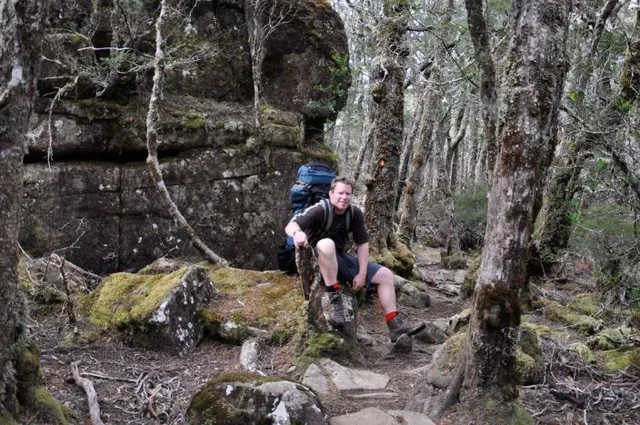 Darrell taking a well earned break - sweat levels under control with careful layering