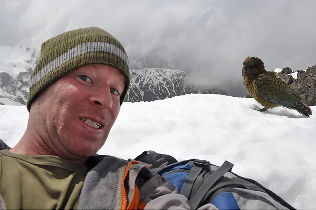 Avalanche Peak summit shot with my friendly Kea companion