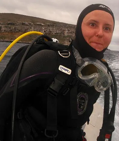 Gill wishing she'd 'done toilet' before setting out on the whale shark dive