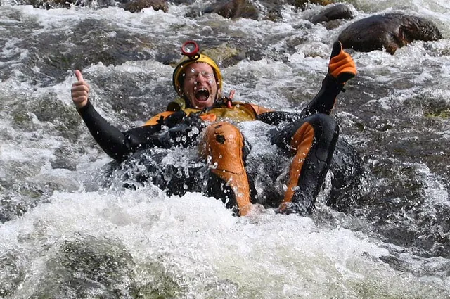 DG loving the rapids on an inner tube