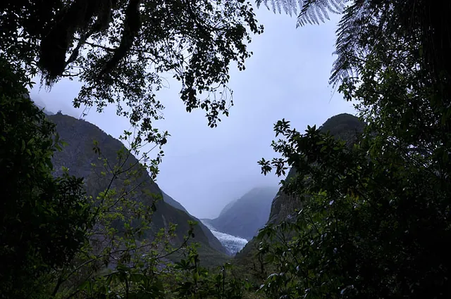Fox Glacier at dawn as seen from the river walk viewing area