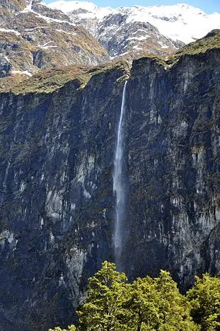 One of the gorgeous waterfalls in the Rob Roy Glacier panorama