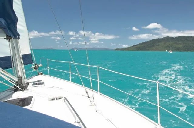 The colour of the sea beggars belief as you depart from Abel Point Marina