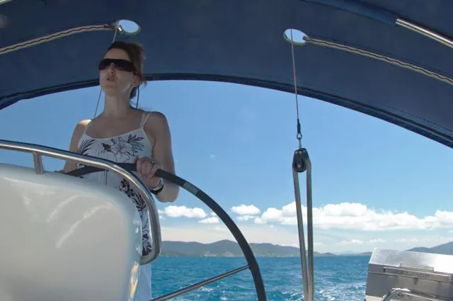 Skipper Gill taking the reins of the 36ft cruising yacht