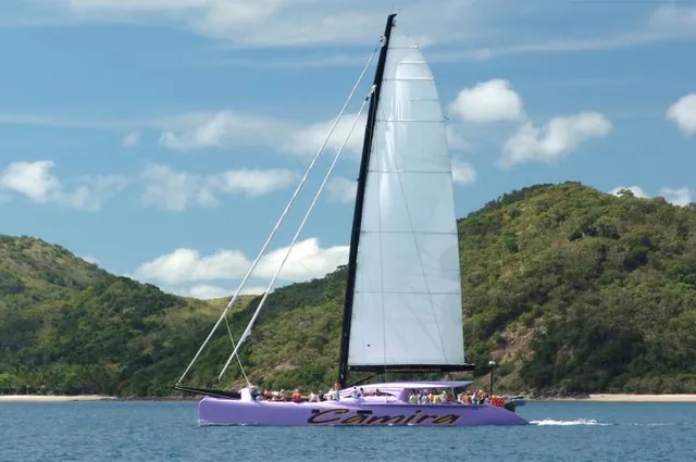 Day 2 and we catch sight of the gayest Catamaran in the islands