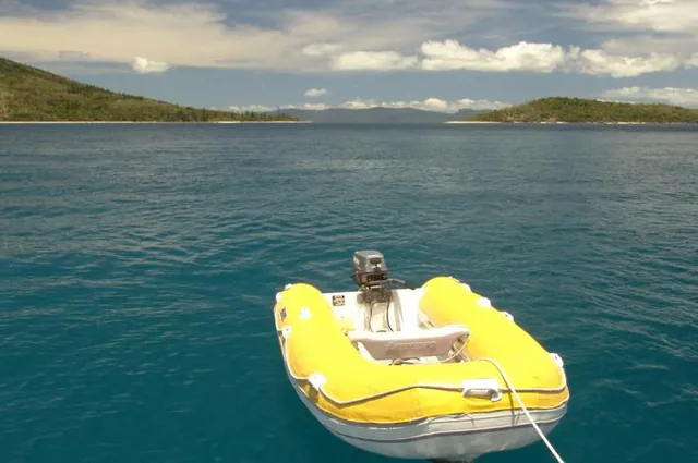 Looking back at our route through 'Unsafe Passage' between North and South Molle islands