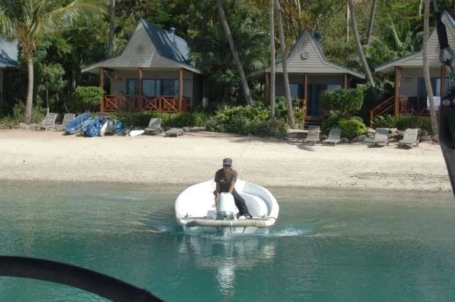 Stacey comes out on her launch 'Phoenix' to do the boat equivalent of valet parking