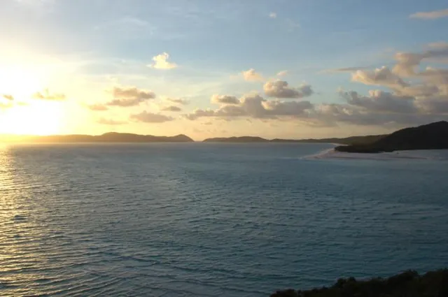 Sunrise looking over at Whitehaven Beach nearing high tide