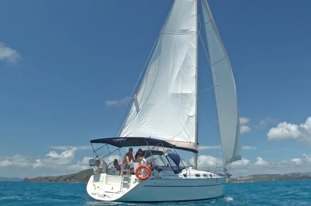 We managed to set up the 'goose-wing' sail configuration when the wind was behind us - gold star!