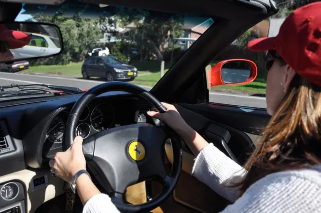 We switch cars and take on the next leg in the F355. Gorgeous exhaust note in this one