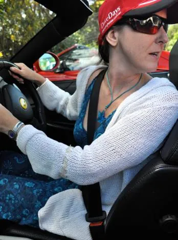 Gill trying not to prang the back of the 360 as we leave Bellachara Boutique Hotel
