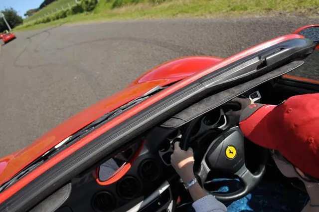 We're not guilty for the skidmarks ... Ferrari tyres are about twice as wide for starters